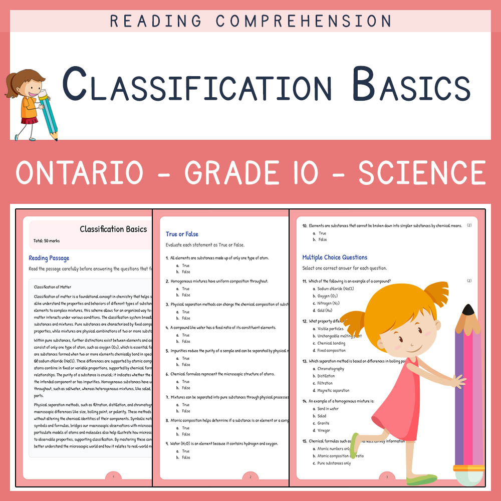 Grade 10 Science worksheet elena worksheet — Grade 10 Science | Classification Basics Worksheet Elena | Ontario Standard —…
