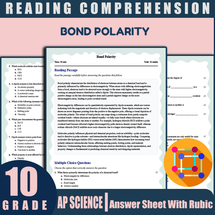 Grade 10 Science reading worksheets worksheet — 10th Grade Science | Bond Polarity Reading Worksheet & Answer Key (PDF) —…