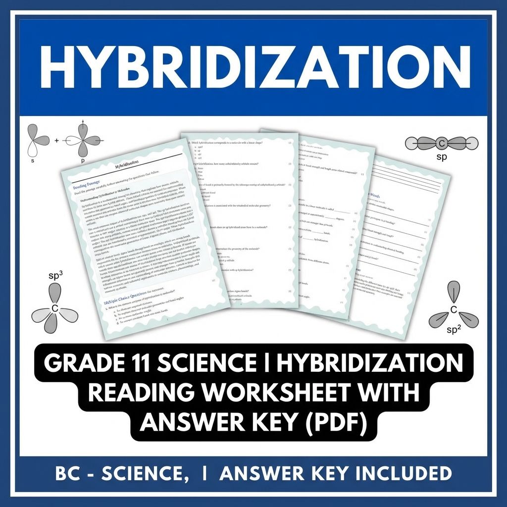 Grade 11 Science | Hybridization Reading Worksheet with Answer Key (PDF)