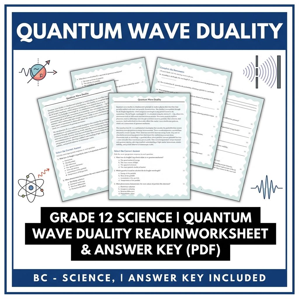 Grade 12 Science | Quantum Wave Duality Reading Worksheet & Answer Key (PDF)