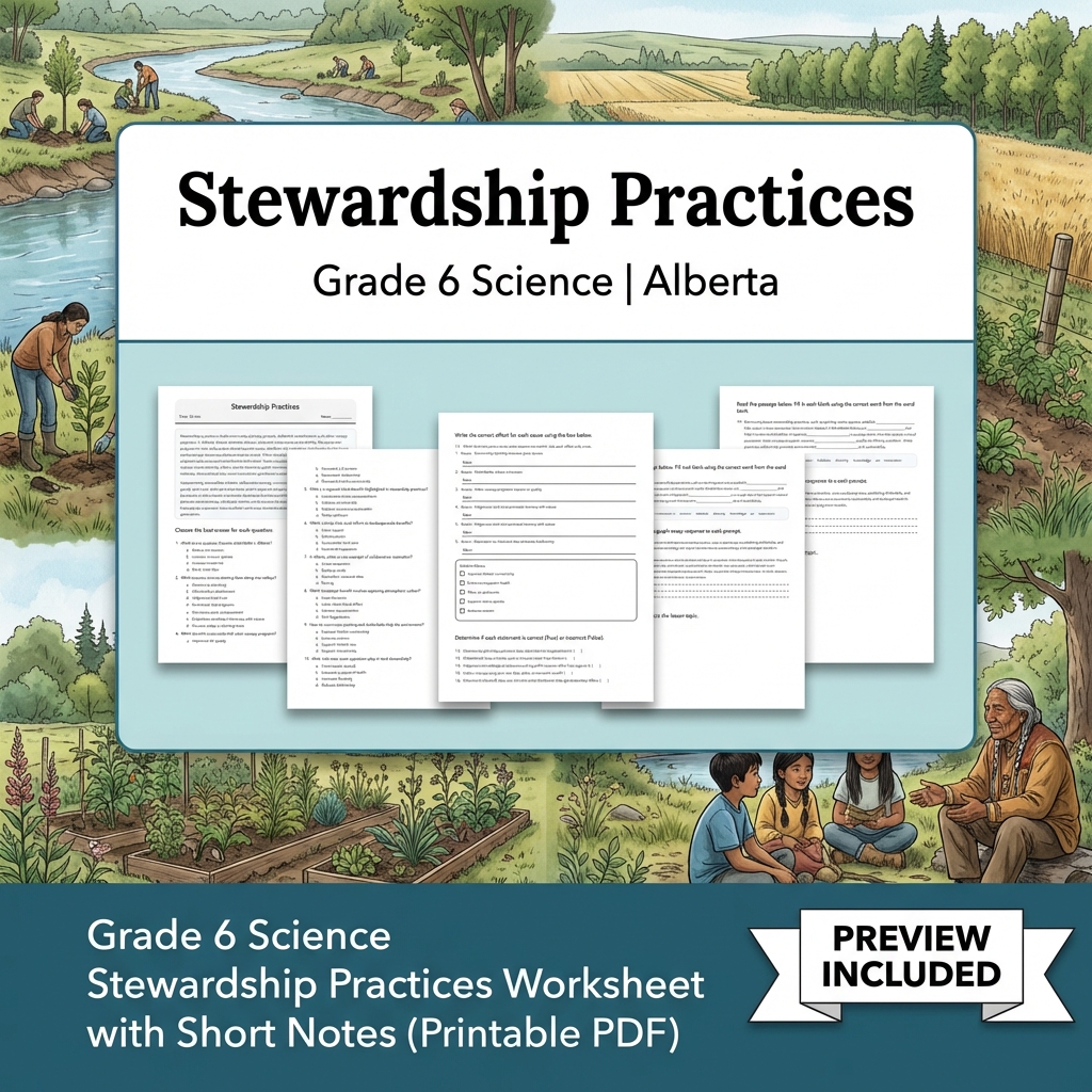 Grade 6 Science Alberta | 60-Worksheet Comprehensive Science Bundle  — included worksheet 49