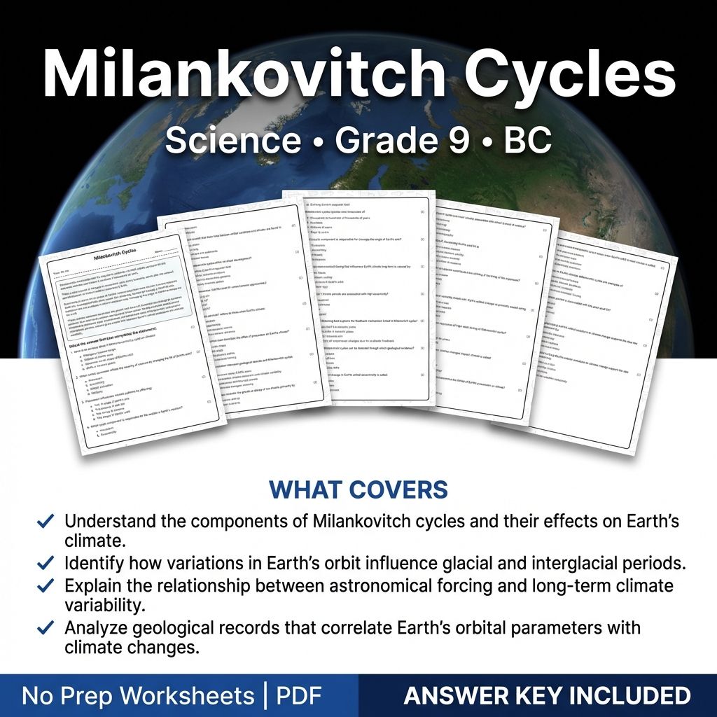 9th Grade Science | Milankovitch Cycles Worksheet & Answer Key PDF