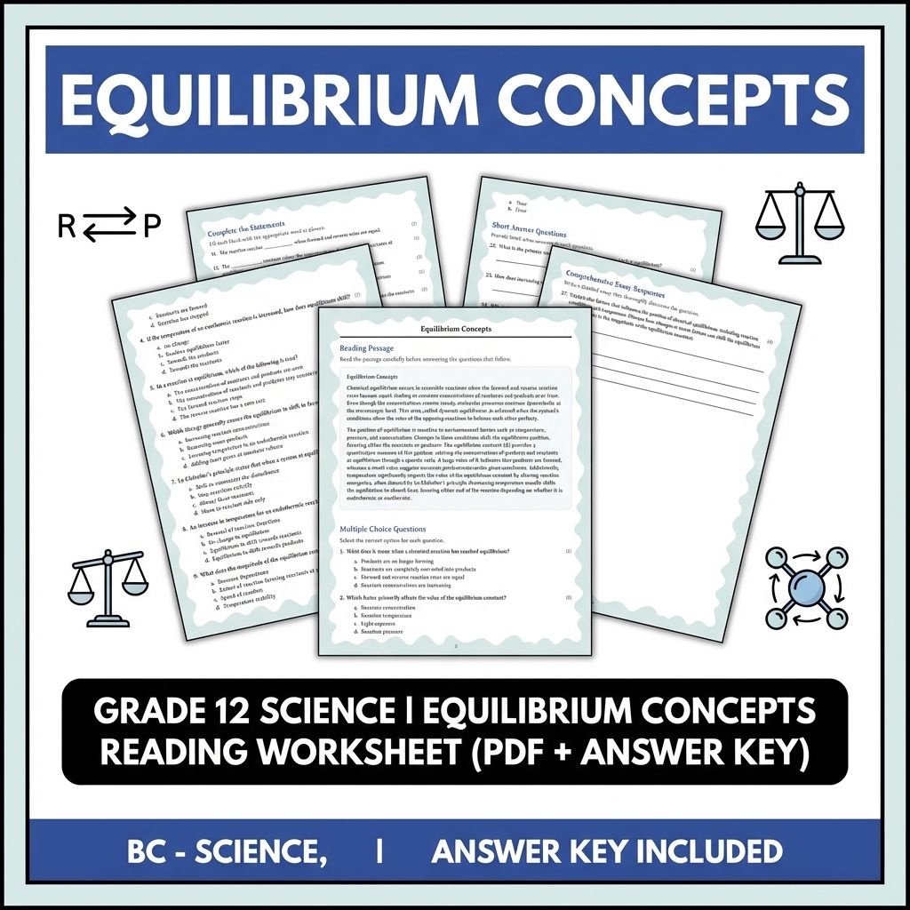 Grade 12 Science | Equilibrium Concepts Reading Worksheet (PDF + Answer Key)