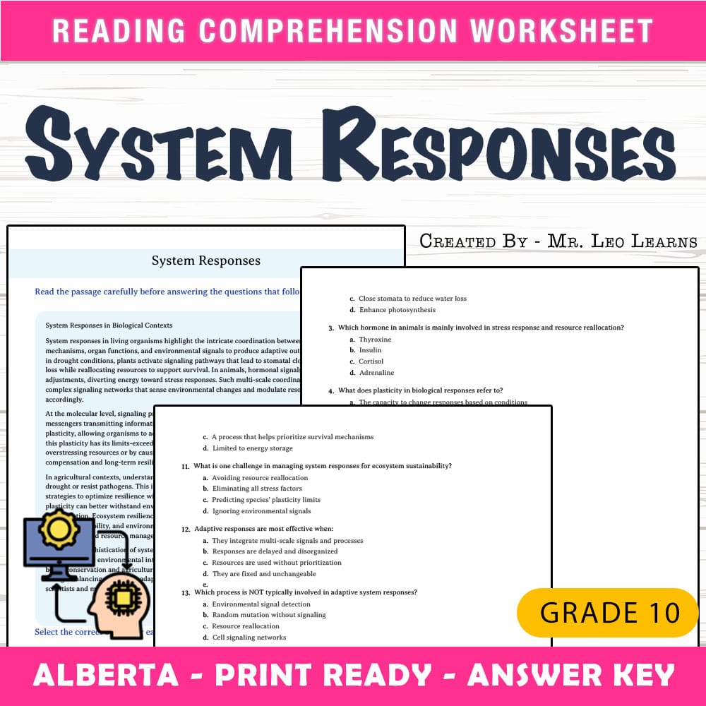 Grade 10 Science worksheet mcq paper worksheet — Grade 10 Science — Worksheet MCQ Paper for Mastering System Responses — p…