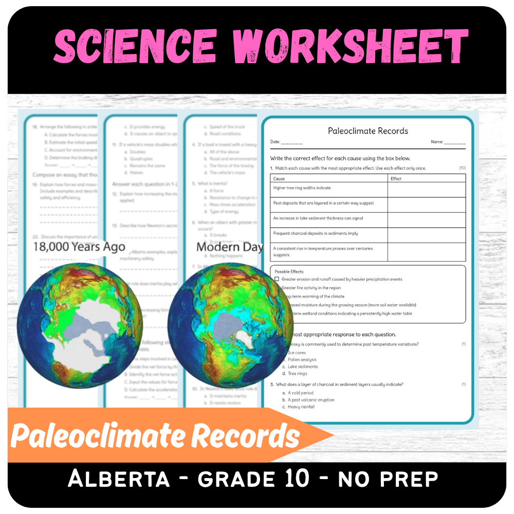 Grade 10 Science – Paleoclimate Records Worksheet (PDF) – Alberta Standards