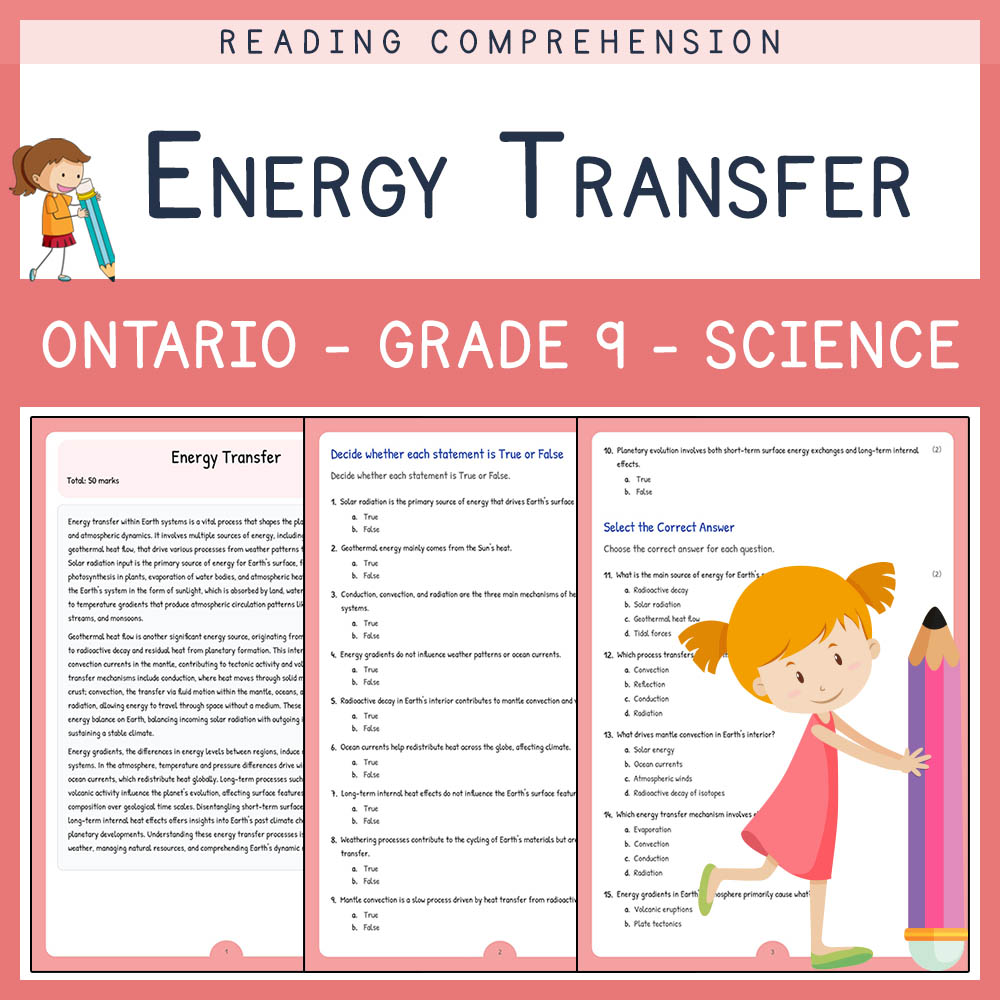 Grade 9 Science worksheet elena worksheet — Grade 9 Science  | Energy Transfer Worksheet Elena | Ontario Standards — page 1