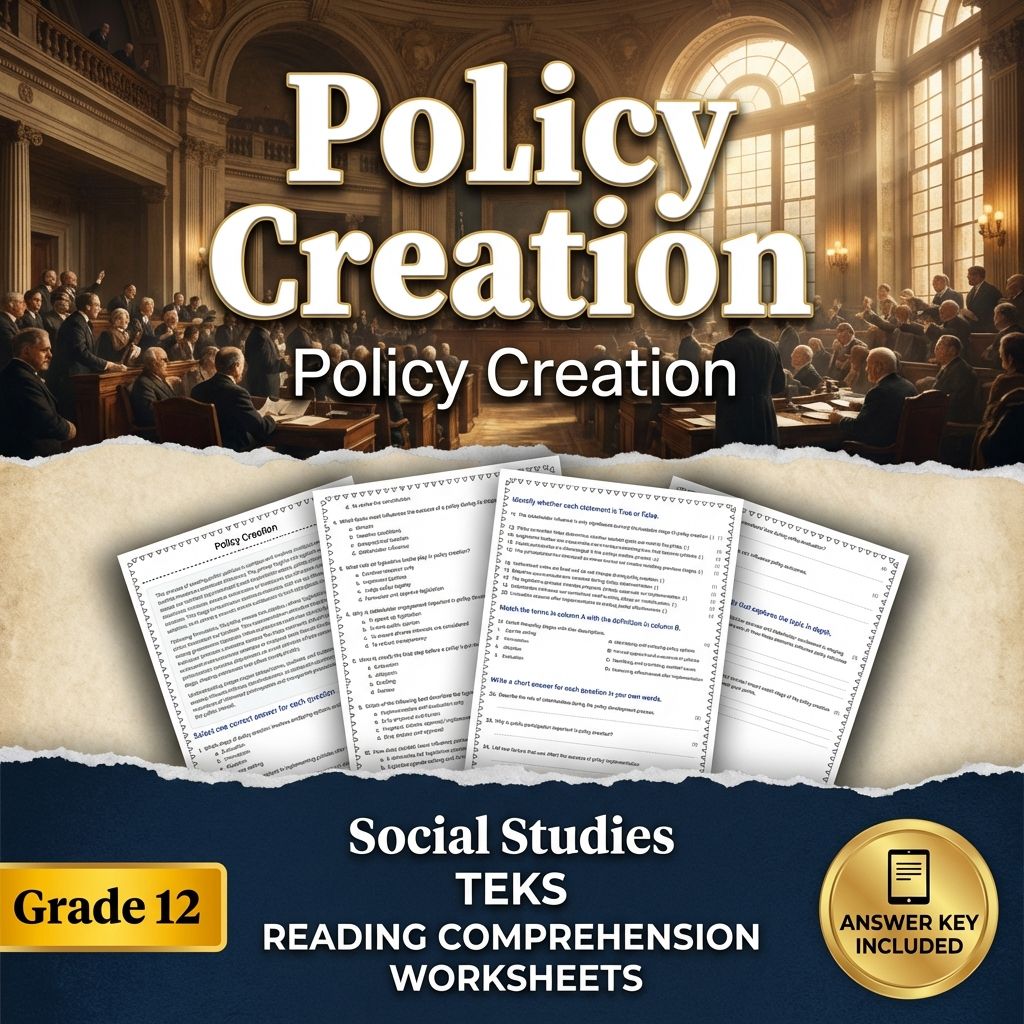 Policy Creation Worksheet | TEKS-Aligned Social Studies Practice Grade 12