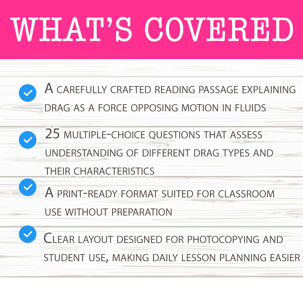 Grade 6 Science worksheet worksheet — Grade 6 Science – Drag Components Worksheet for Mastering Fluid Forces — page 2