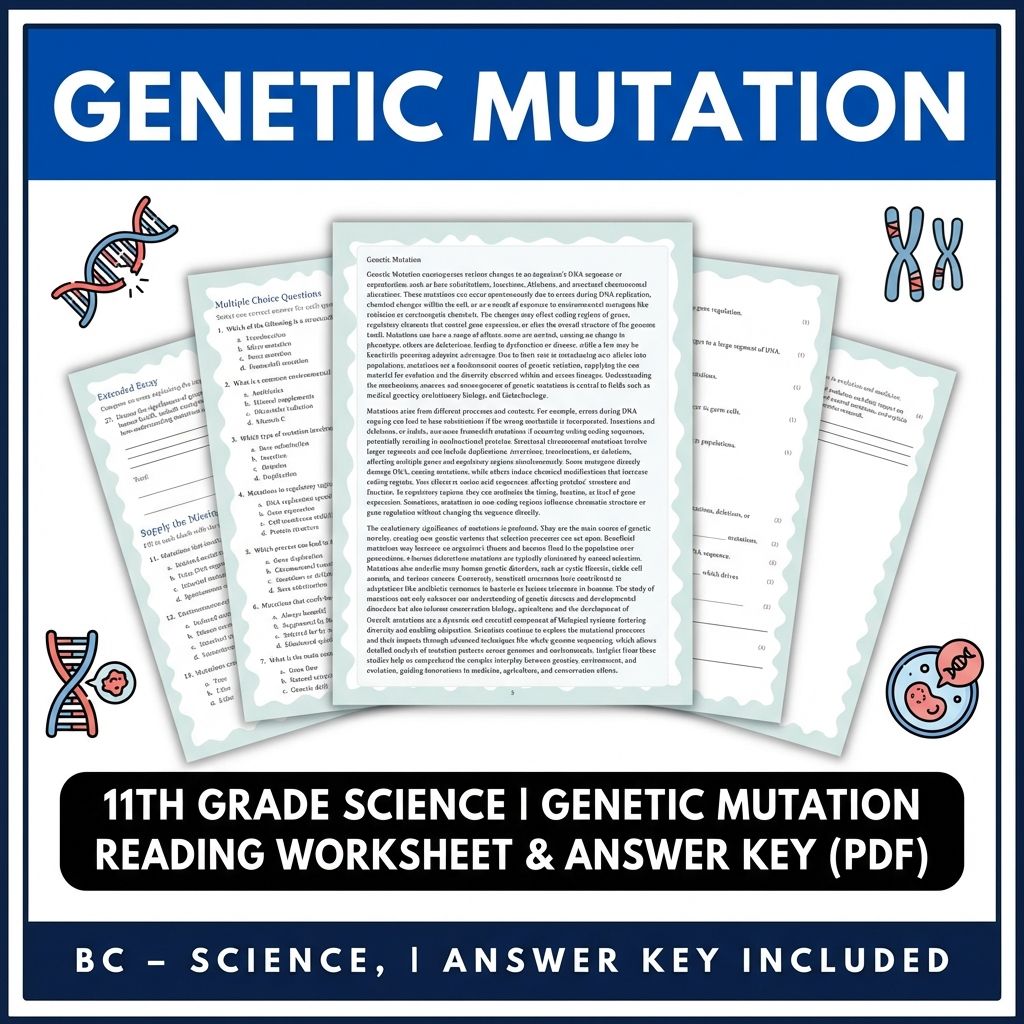 11th Grade Science | Genetic Mutation Reading Worksheet & Answer Key (PDF)
