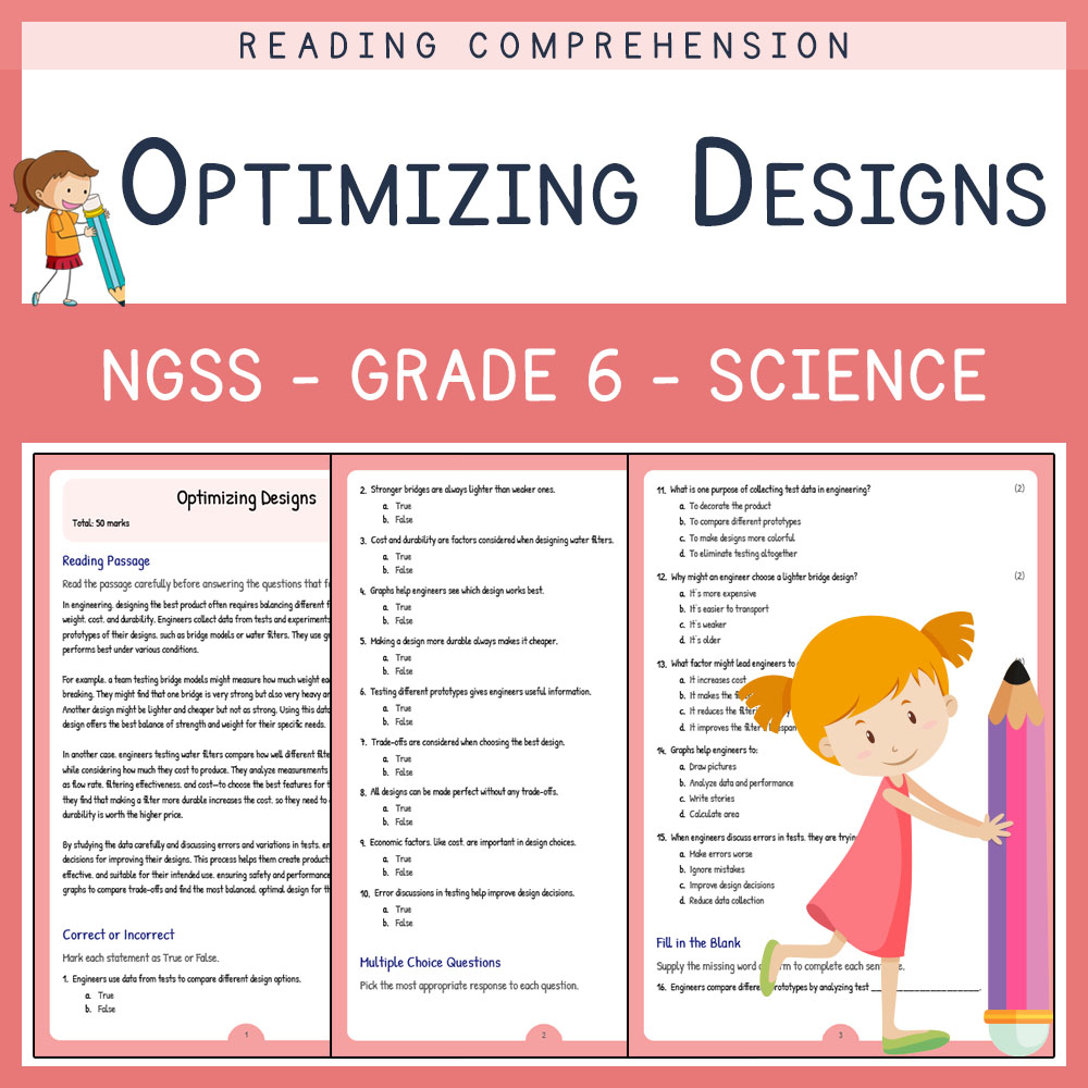 Grade 6 Science worksheets for primary grades worksheet — Grade 6 Science | Optimizing Designs Worksheet (Answer Key) | NG…
