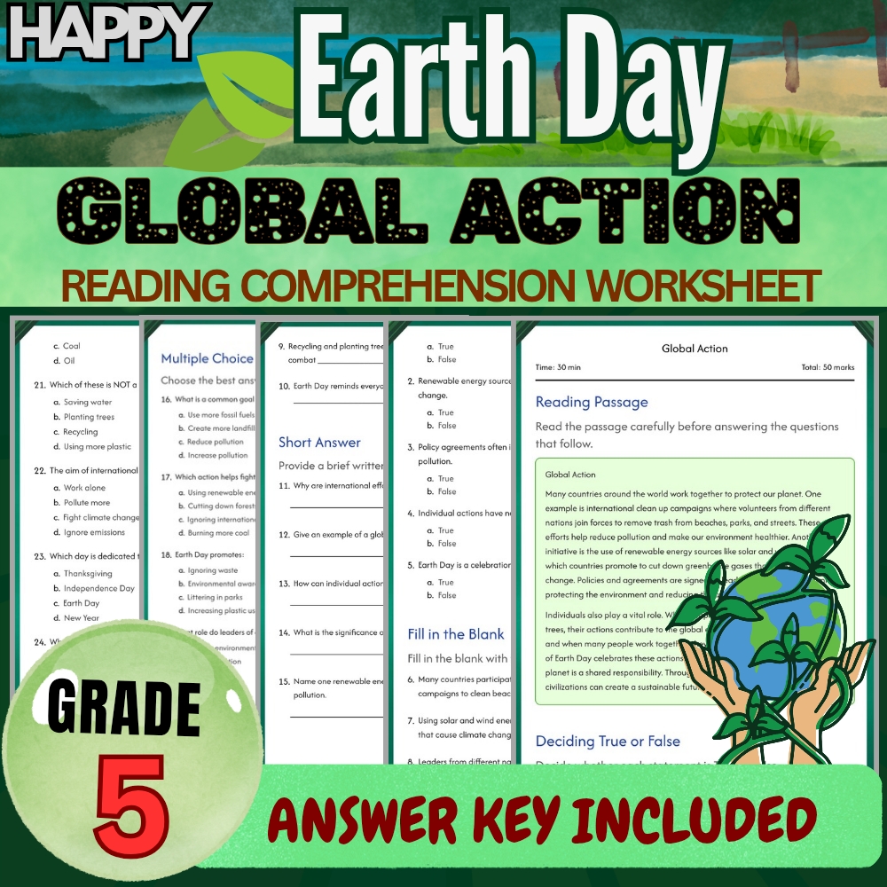 Grade 5 Seasonal Science Unit Bundle | Earth Day & Climate Change Worksheets — included worksheet 4