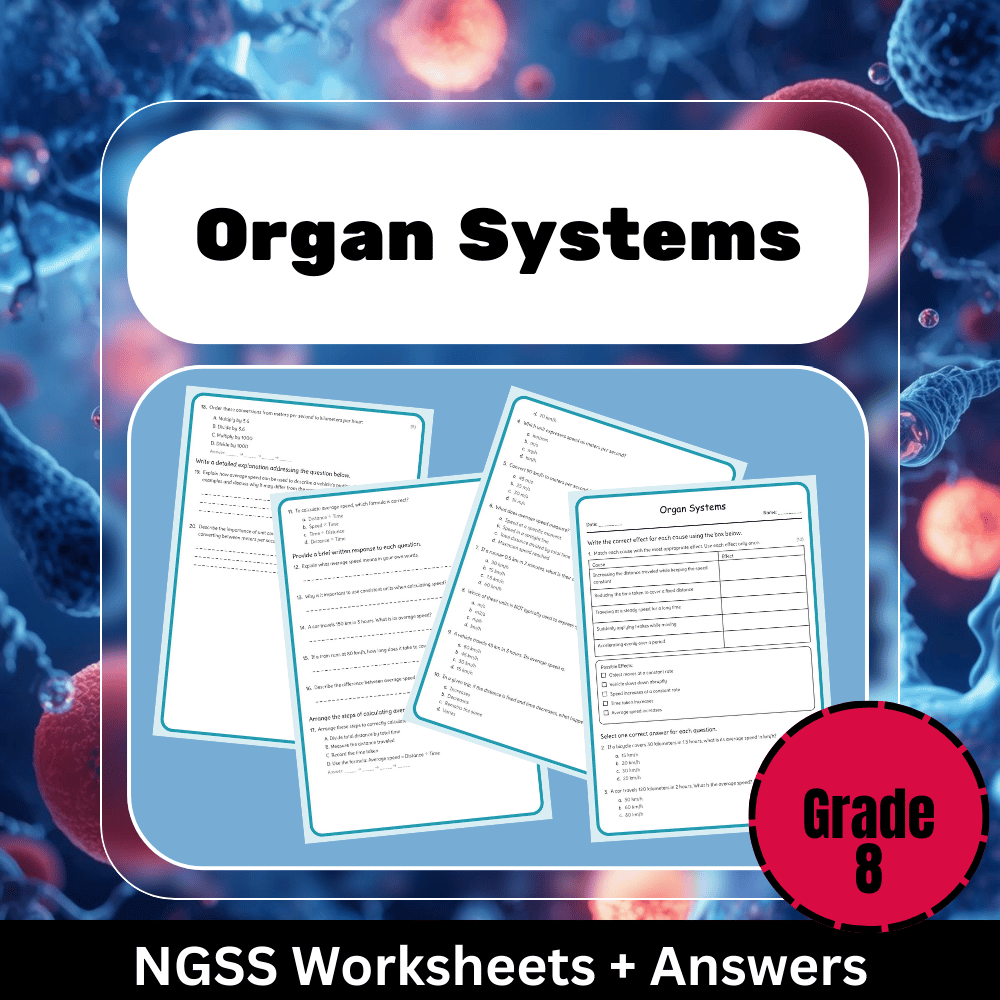 Grade 8 Science Unit: Cell & Organ Systems Worksheets Pack (NGSS Aligned) — included worksheet 3