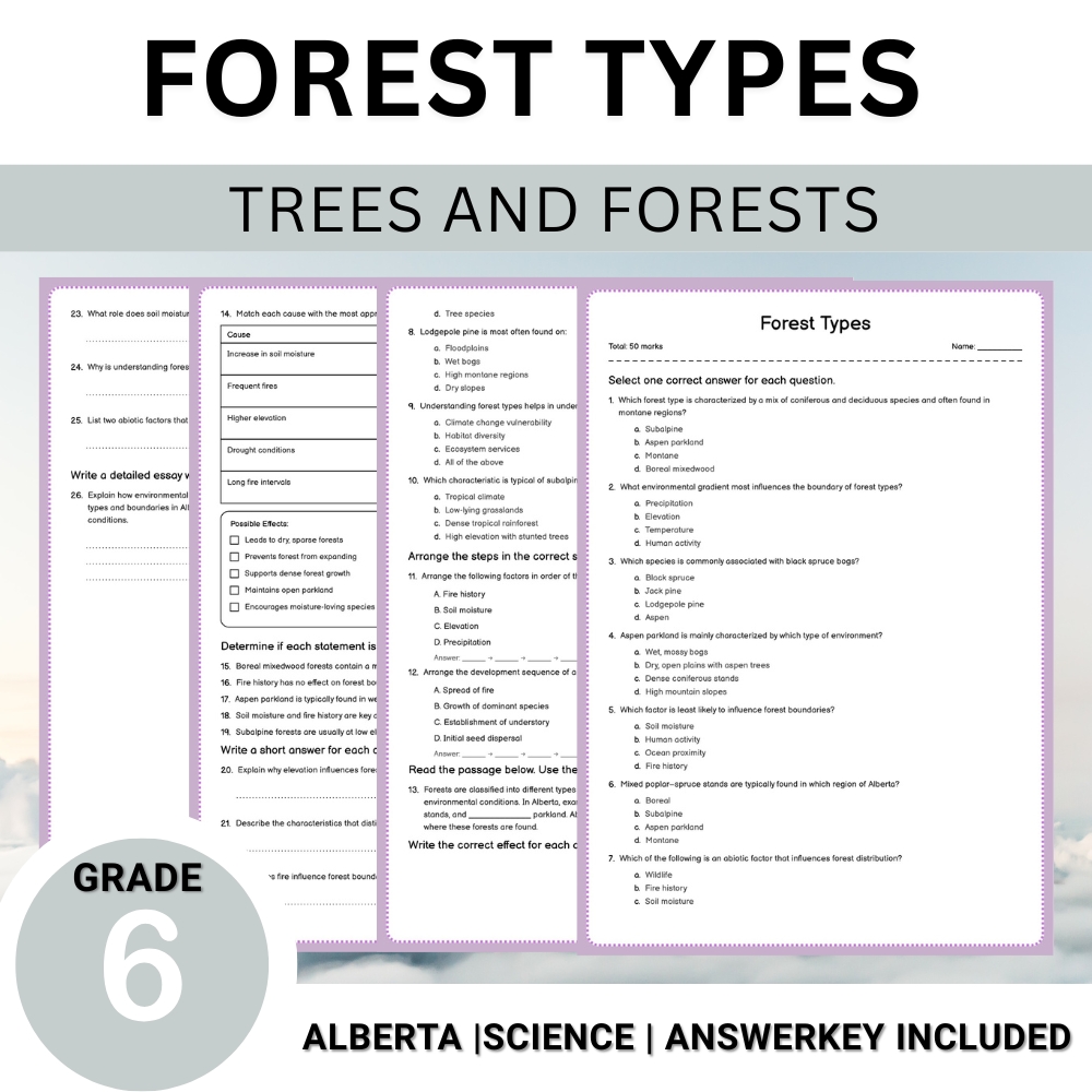 Grade 6 Science | Tree Anatomy, Ecology & Conservation Unit Worksheet Bundle — included worksheet 13