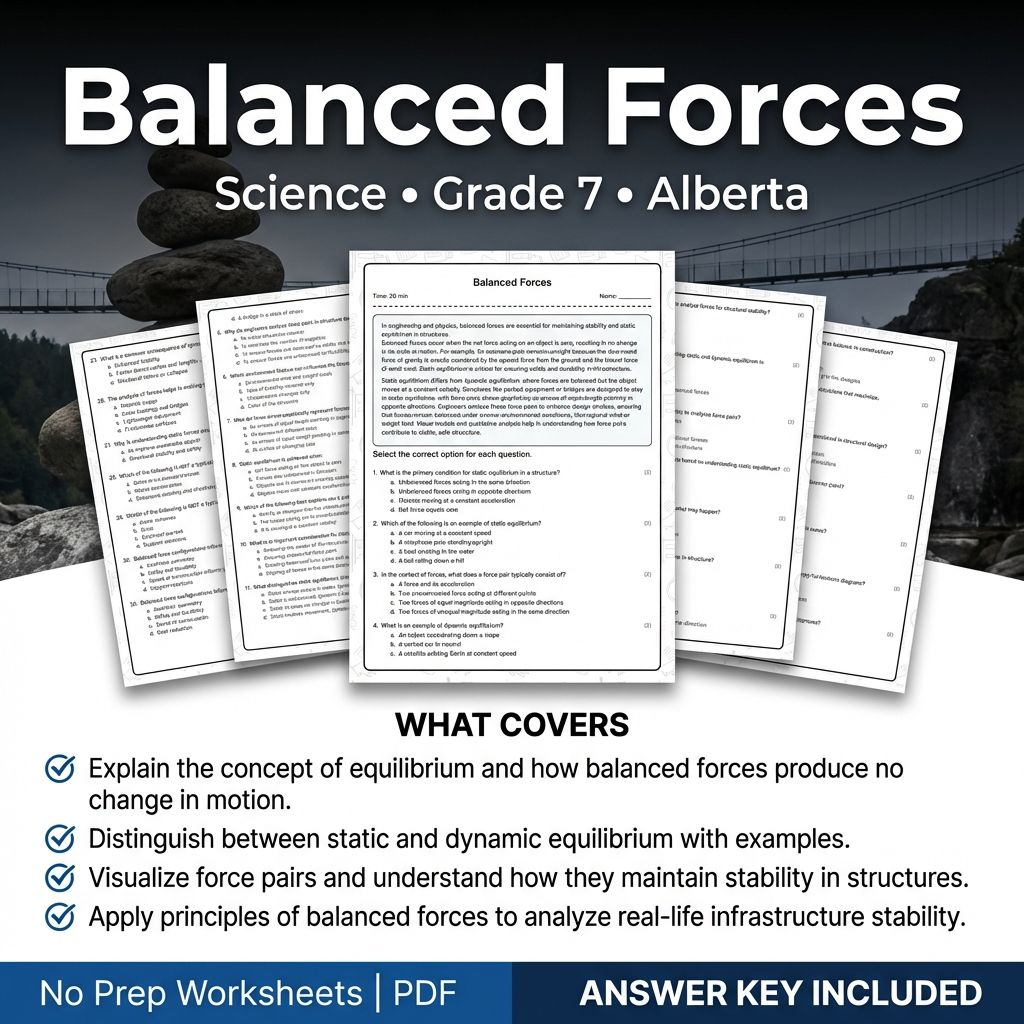 Balanced Forces Worksheet - 7th Grade Science Practice & Assessment