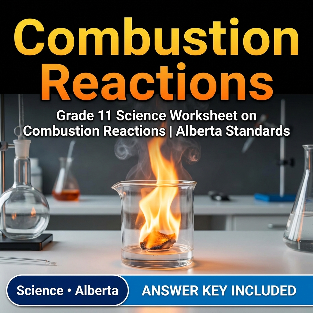 Grade 11 Science Worksheet on Combustion Reactions | Alberta Standards