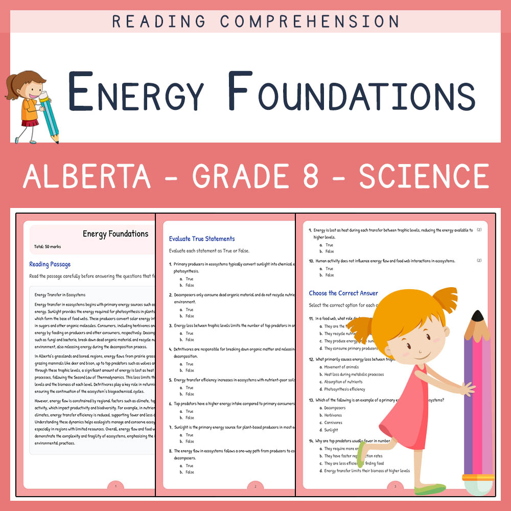 Grade 8 Science worksheet elena worksheet — Grade 8 Science | Energy Foundations Worksheet | Alberta Standard — page 1
