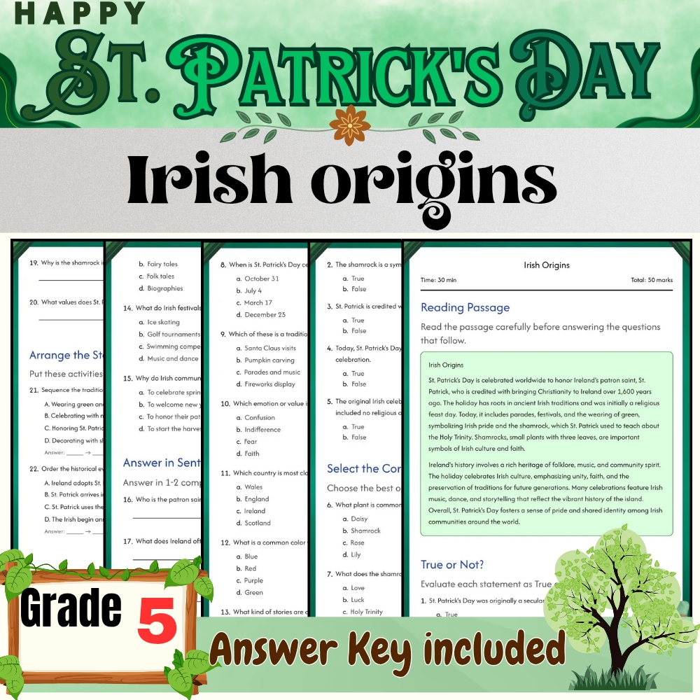 Grade 5 Seasonal STEM | St. Patrick's Day Worksheets & Activities Bundle — included worksheet 4