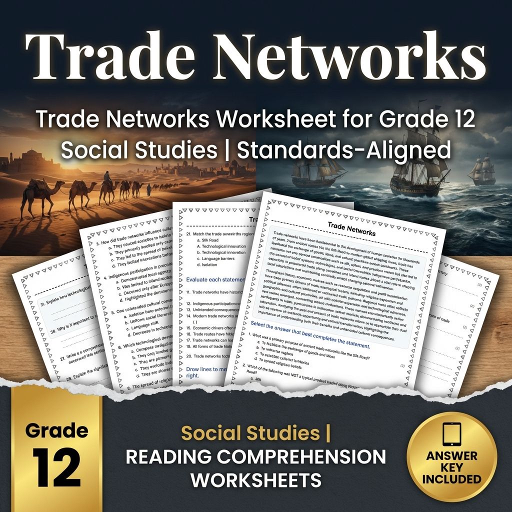 Trade Networks Worksheet for Grade 12 Social Studies | Standards-Aligned