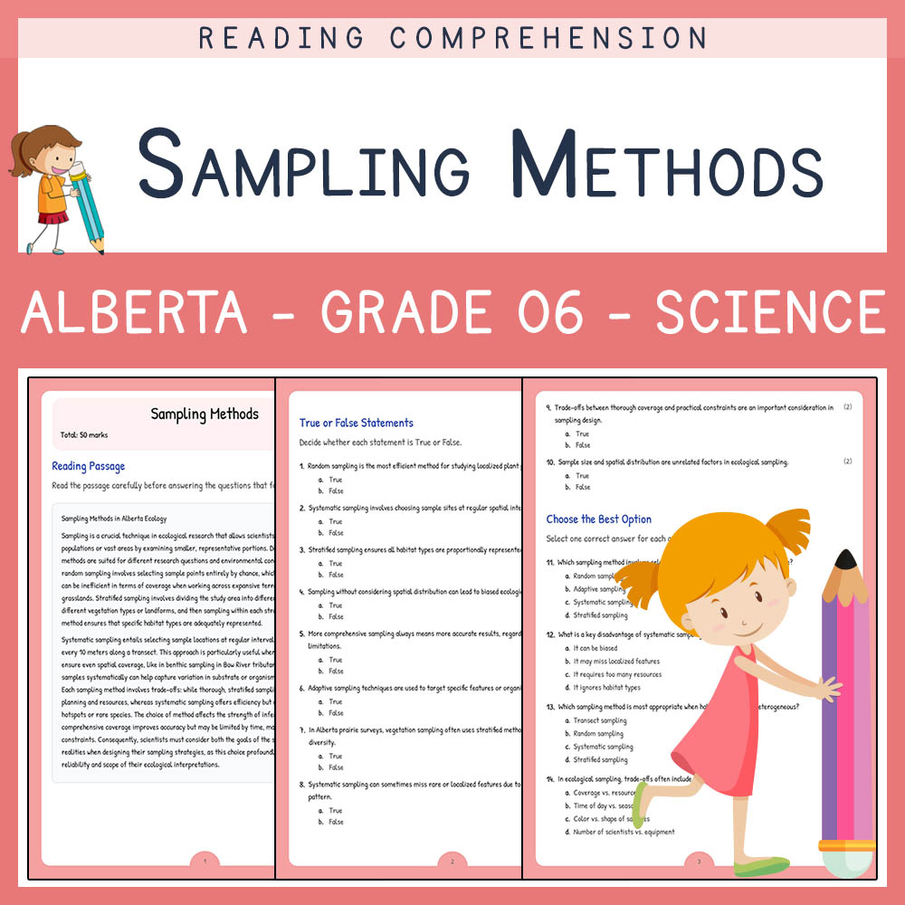 Grade 6 Science worksheet elena worksheet — Grade 6 Science | Sampling Methods Worksheet | Alberta Standards — page 1