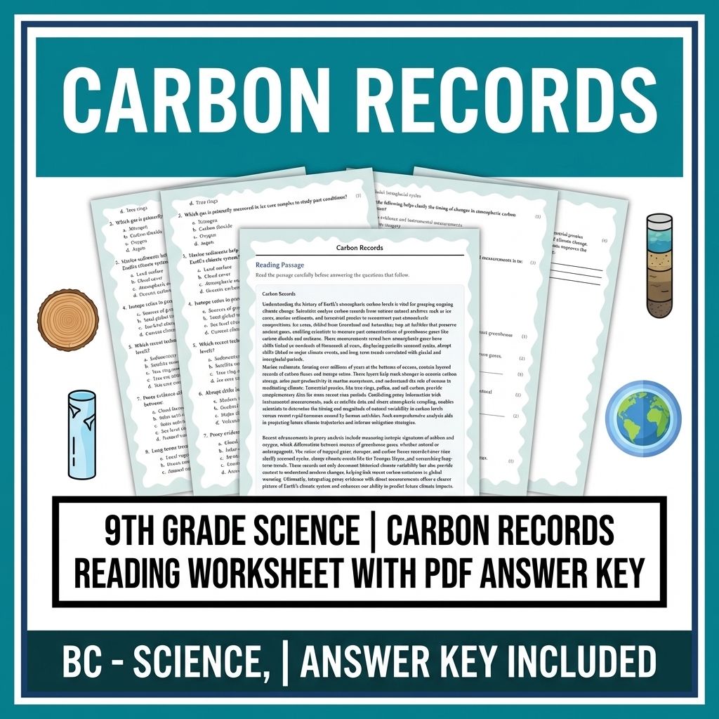 9th Grade Science | Carbon Records Reading Worksheet with PDF Answer Key