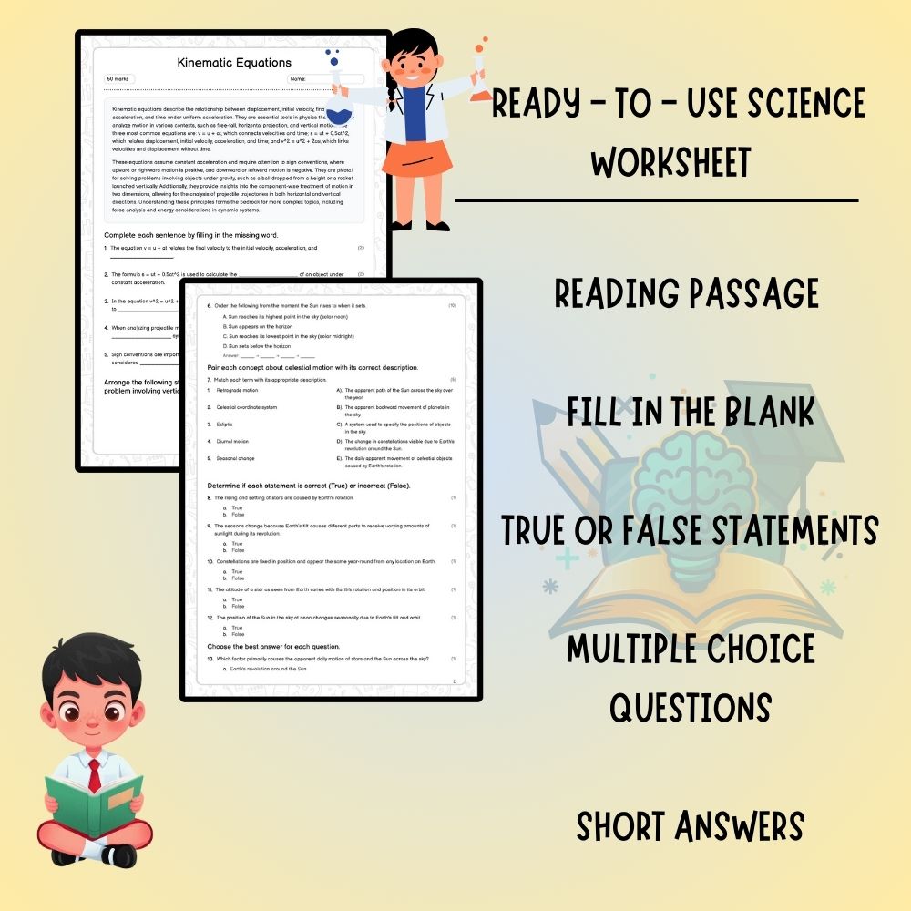 Grade 9 Science worksheet worksheet — Grade 9 Science | Kinematic Equations Worksheet (PDF) | Ontario Standards — page 2