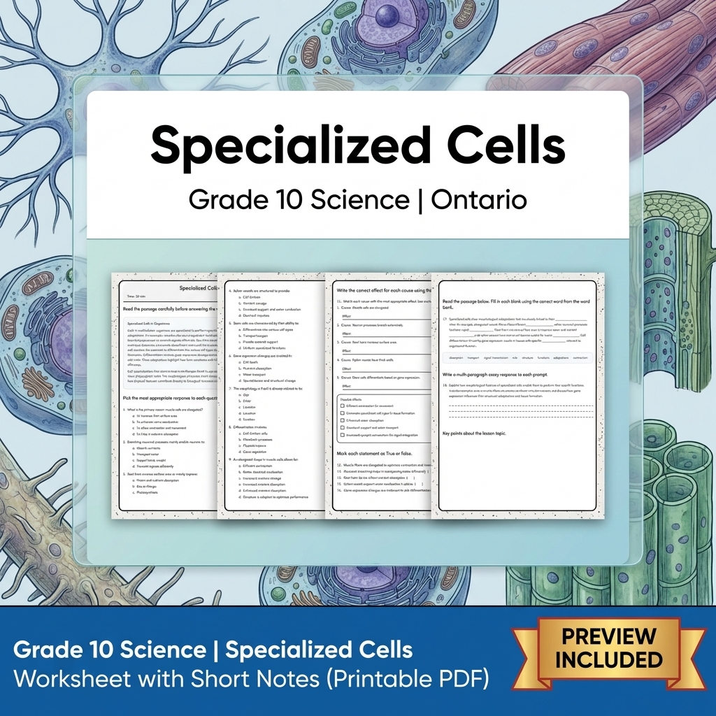 Grade 10 Science Lesson Group Bundle | Ontario Curriculum — included worksheet 10