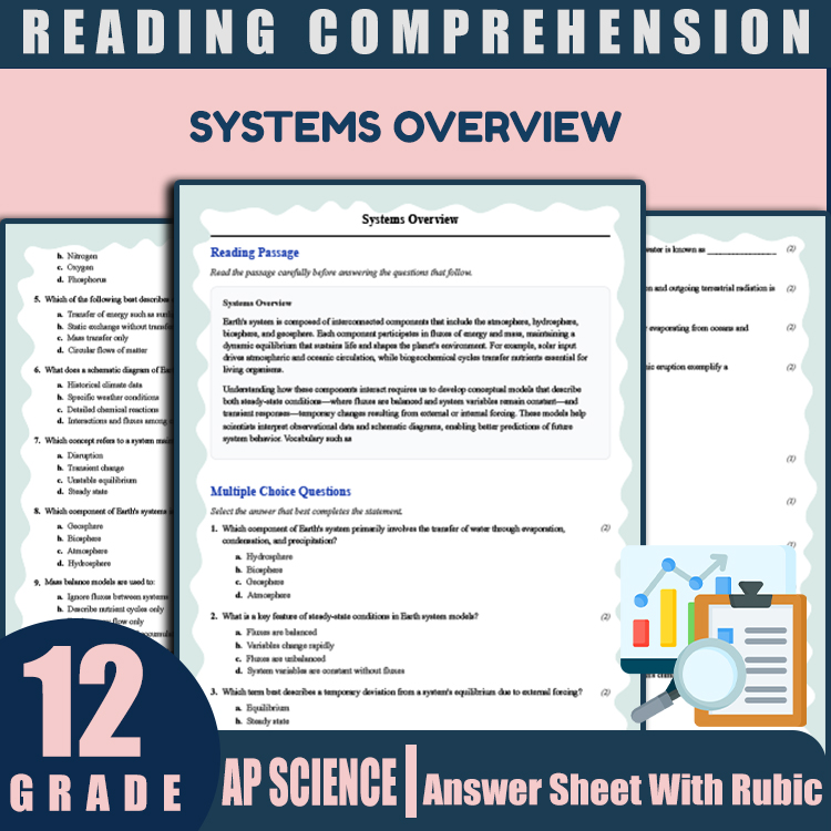 Grade 12 Science reading worksheets worksheet — Grade 12 Science | Systems Overview Reading Worksheet (PDF + Rubric) — page 1