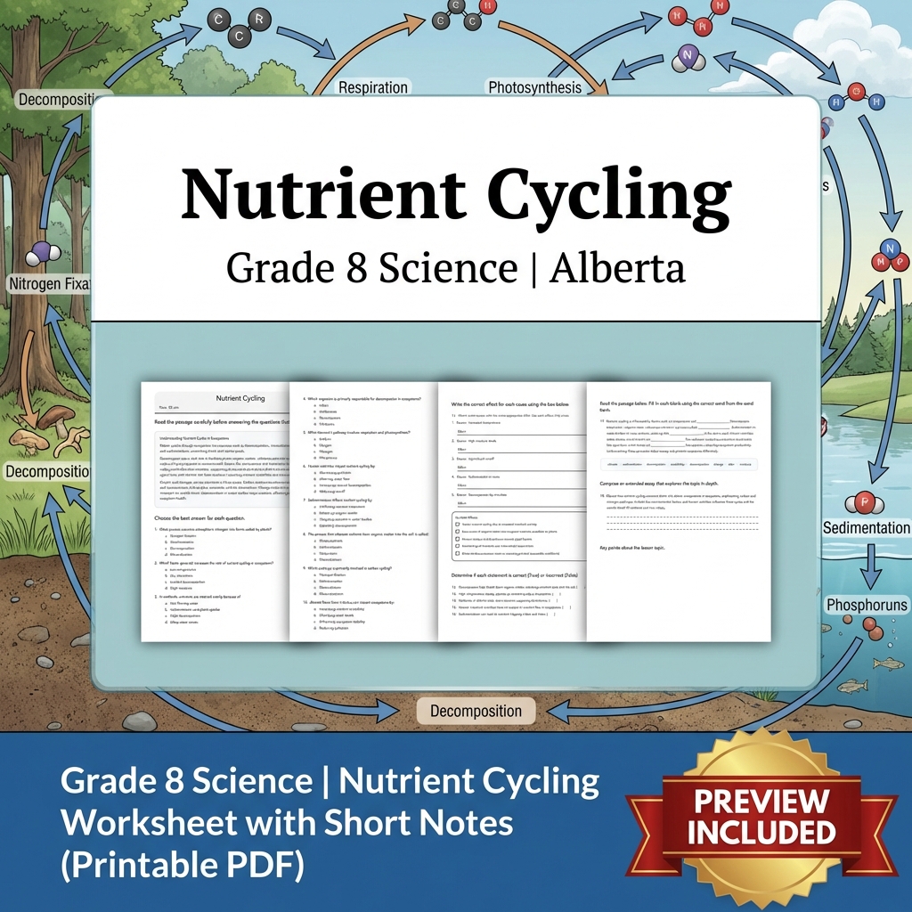 Grade 8 Science | Interactions & Ecosystems UNIT Worksheet Bundle  — included worksheet 13