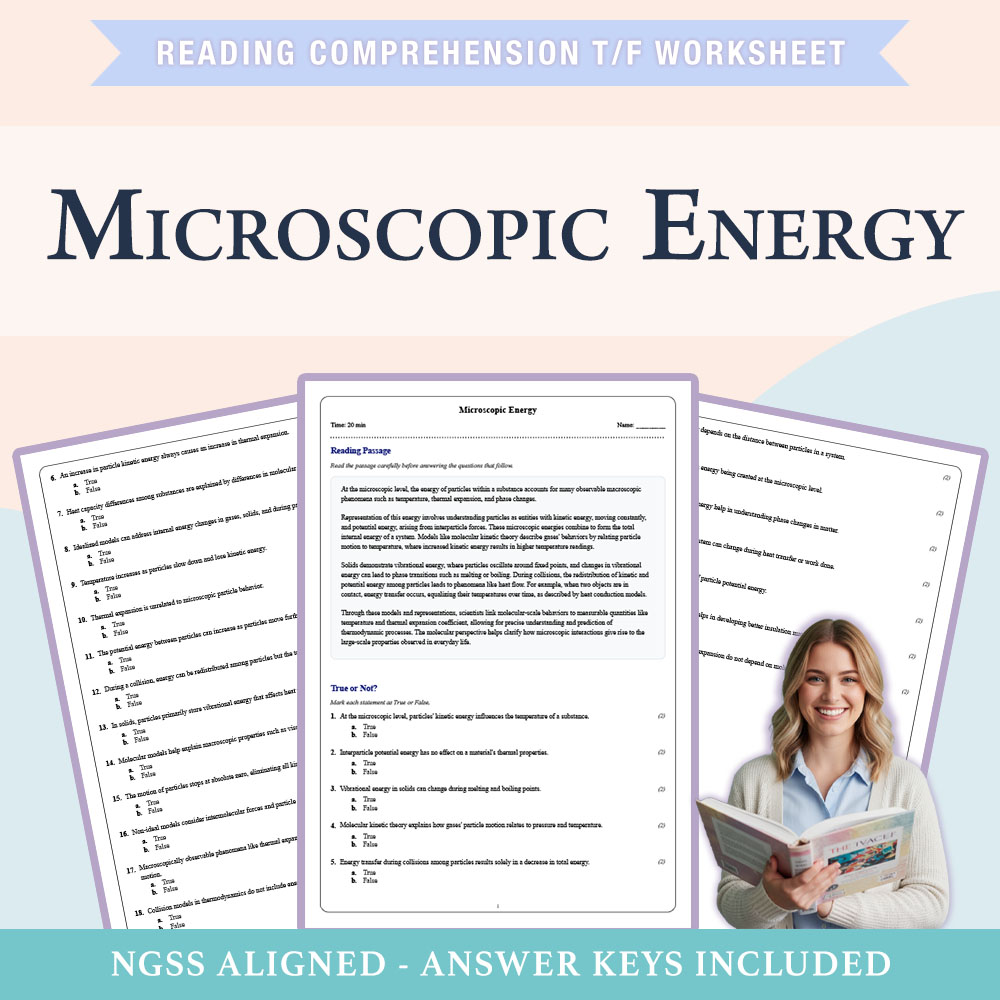 Grade 11 Science reading comprehensions true or false worksheet worksheet — 11th Grade Science | Microscopic Energy Worksh…