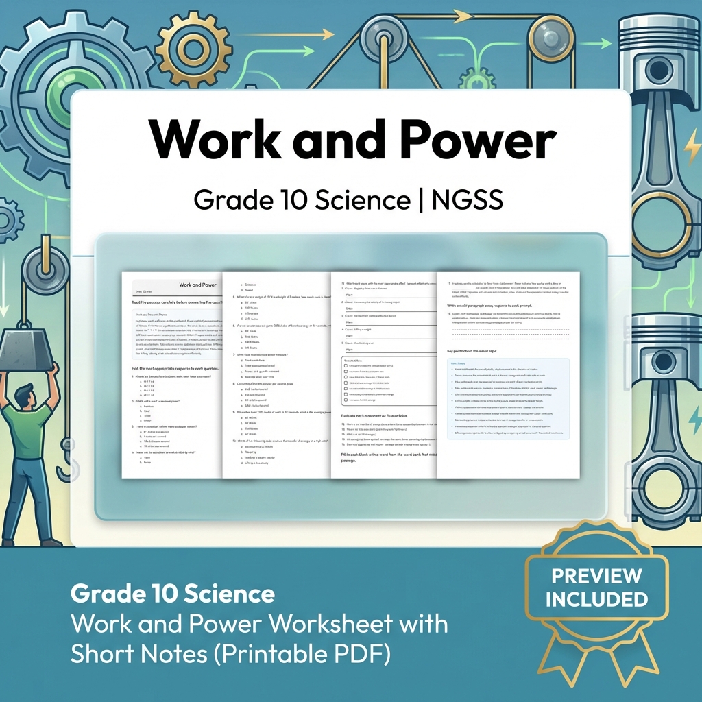 Grade 10 Science | Energy Unit Bundle – NGSS Aligned Worksheets  — included worksheet 3