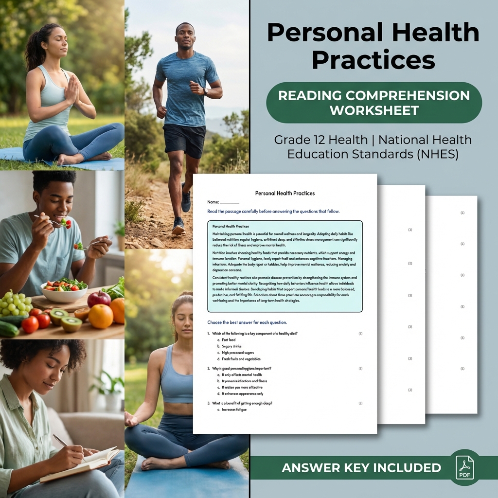Personal Health Practices Worksheet | NHES Grade 12 Health Assessment