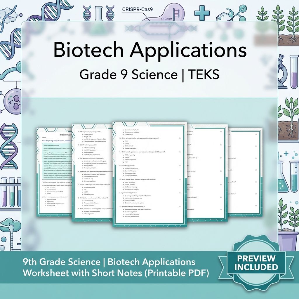 Grade 9 Science Worksheet Bundle: Cell Biology, Genetics & Ecology (Collection) — included worksheet 38