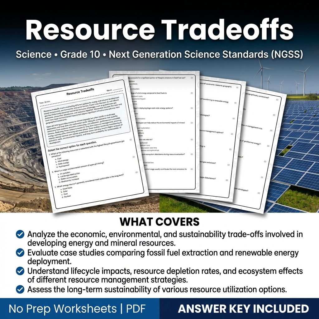 Grade 10 Science Worksheets Bundle | Environmental, Physics & Biology Topics — included worksheet 47