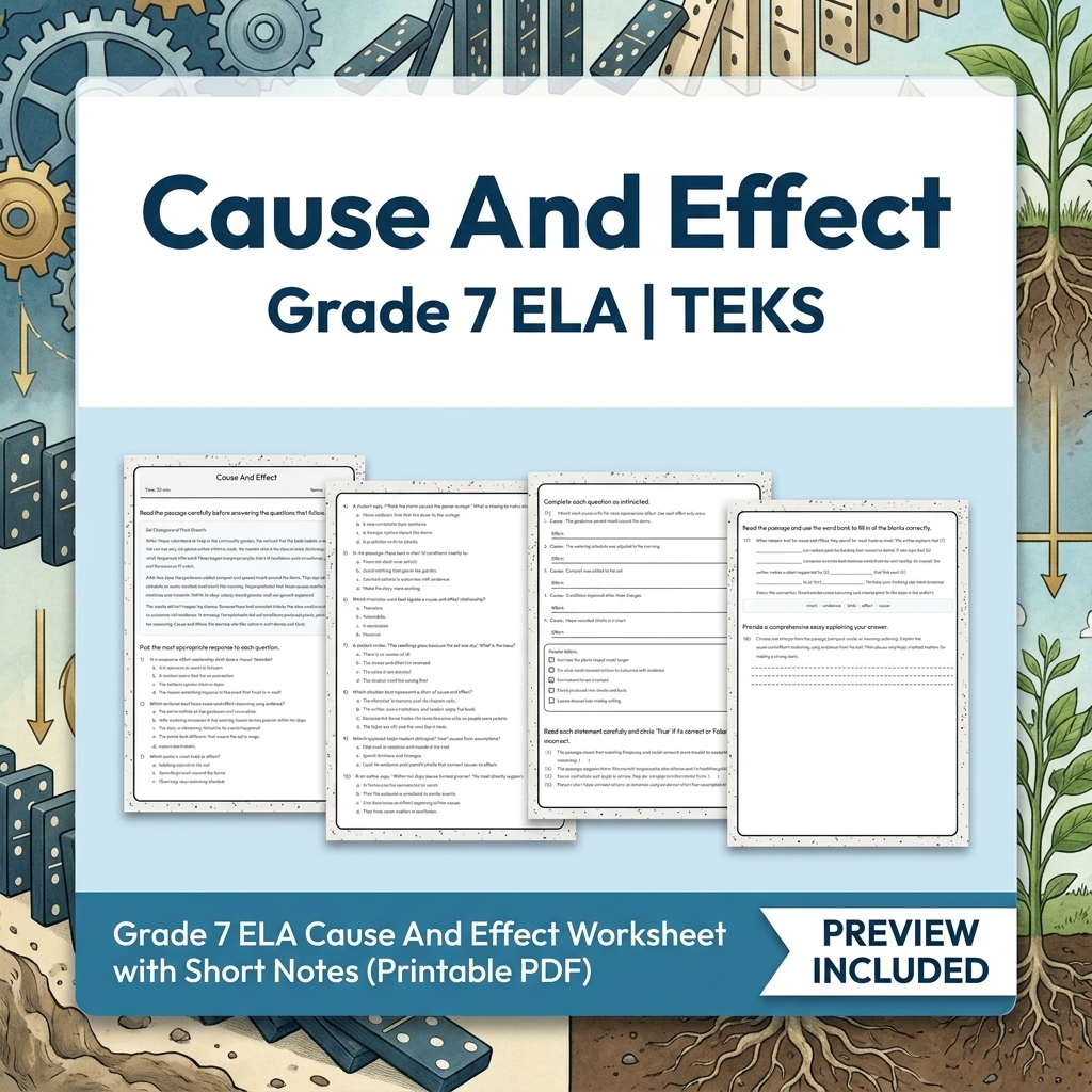 Grade 7 Evidence-Based Research Writing ELA full-year bundle TEKS — included worksheet 34