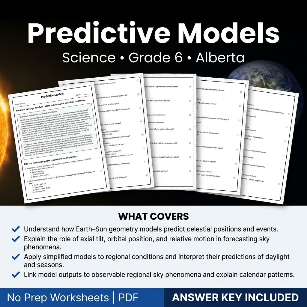 Predictive Models Worksheet | Alberta Grade 6 Science Standard