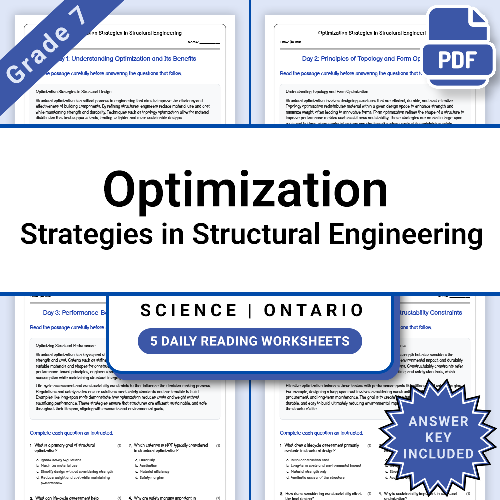 Grade 7 Science Lesson Bundle: Engineering & Structural Materials Ontario — included worksheet 11