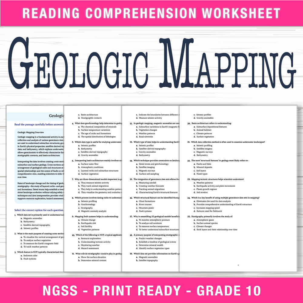 Grade 10 Science worksheet worksheet — Grade 10 Science | Geologic Mapping Worksheet (PDF + Answer Key) — page 1