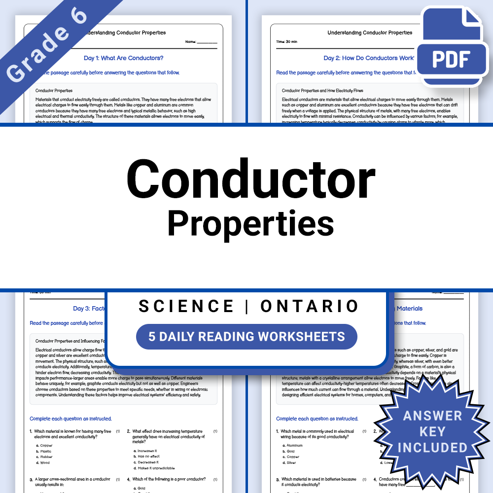Grade 6 Science Lesson Group – Circuits and Energy Ontario Framework — included worksheet 13