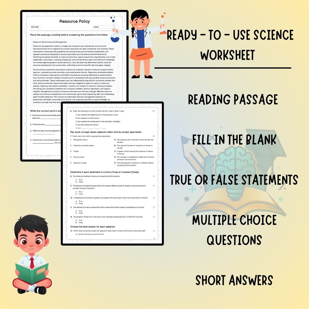 Grade 10 Science worksheet worksheet — Grade 10 Science | Resource Policy Worksheet (PDF) Aligns with Ontario Standards —…