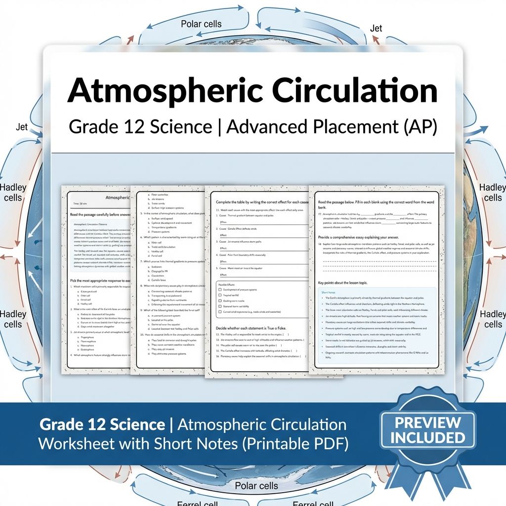Grade 12 Science Unit Bundle: Earth Systems, Climate & Tectonics Worksheet Pack — included worksheet 6