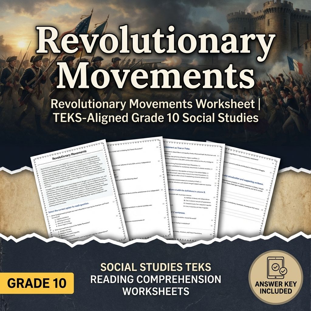 Revolutionary Movements Worksheet | TEKS-Aligned Grade 10 Social Studies