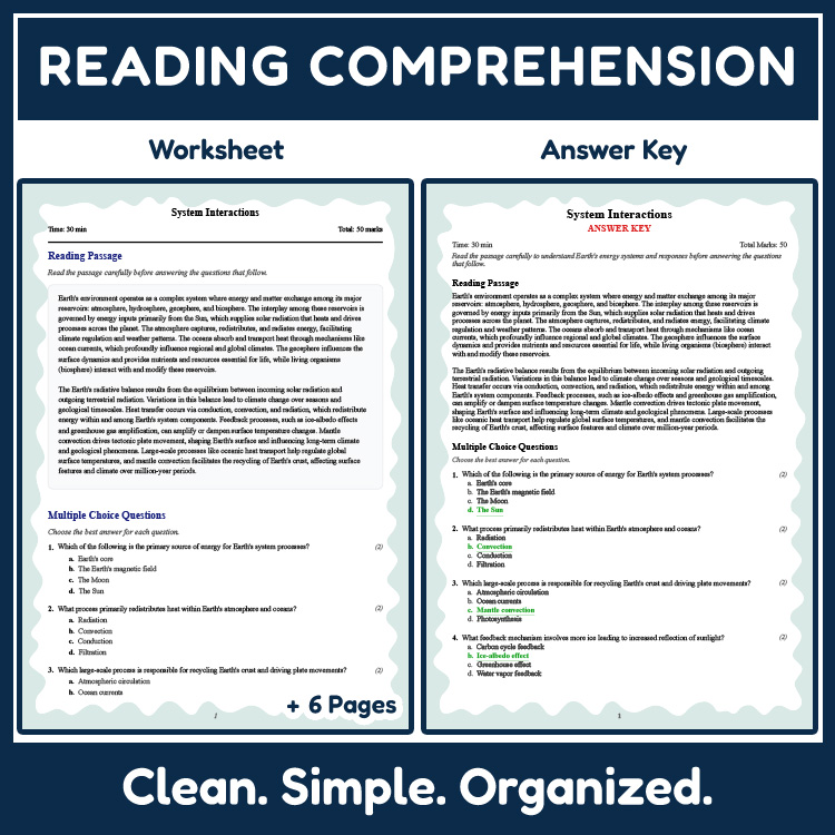 Grade 11 Science reading worksheets worksheet — Grade 11 Science | System Interactions Reading Worksheet (PDF & Answer Key…