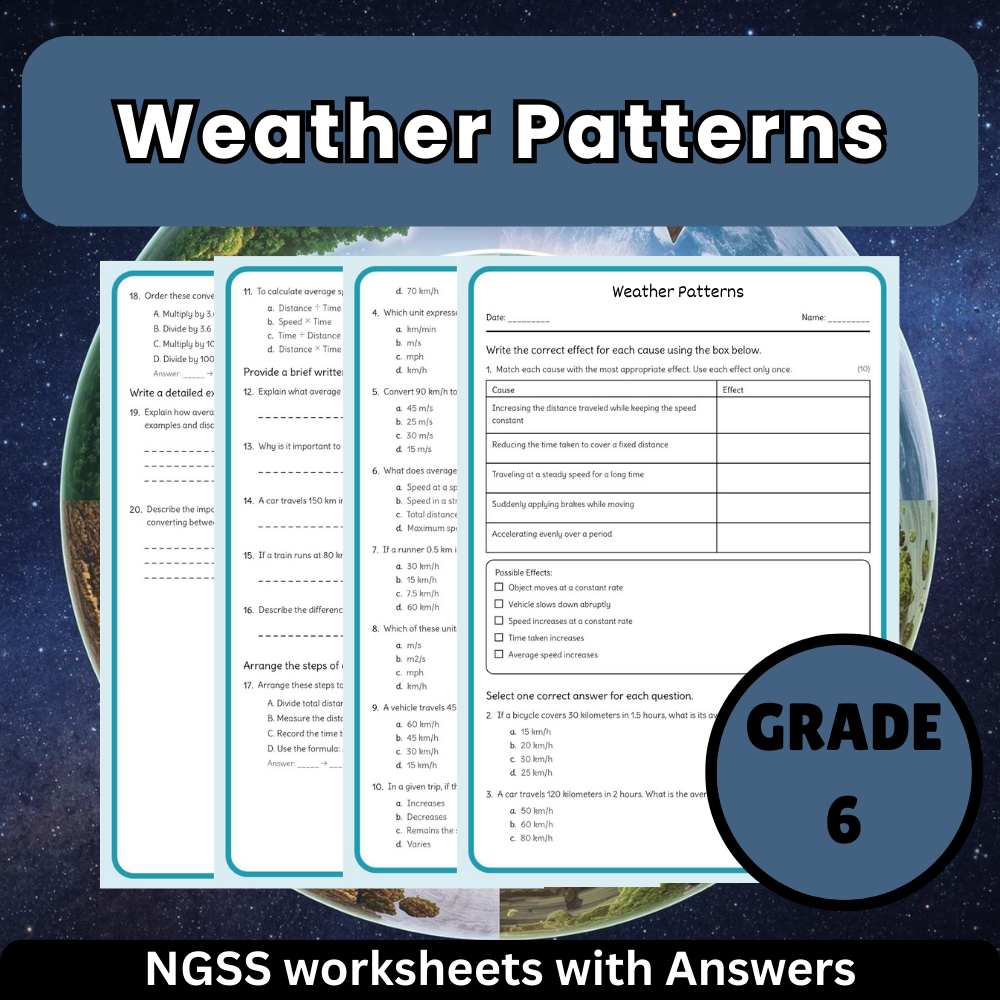 Grade 6 Science Unit Bundle - Weather, Water Cycle & Climate Systems - NGSS  — included worksheet 6