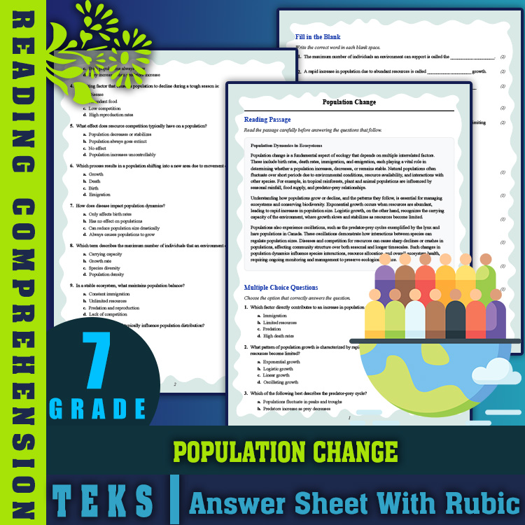 Grade 7 Science reading worksheets worksheet — Grade 7 Science | Population Change Reading Worksheet (PDF + Answer Key) —…