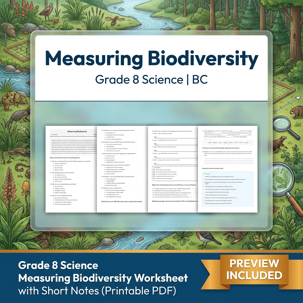 Grade 8 Science Lesson Bundle | Ecosystems, Biodiversity & Environmental Impacts — included worksheet 11