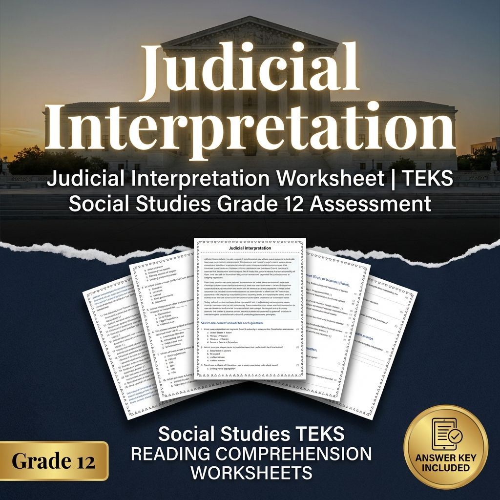 Judicial Interpretation Worksheet | TEKS Social Studies Grade 12 Assessment