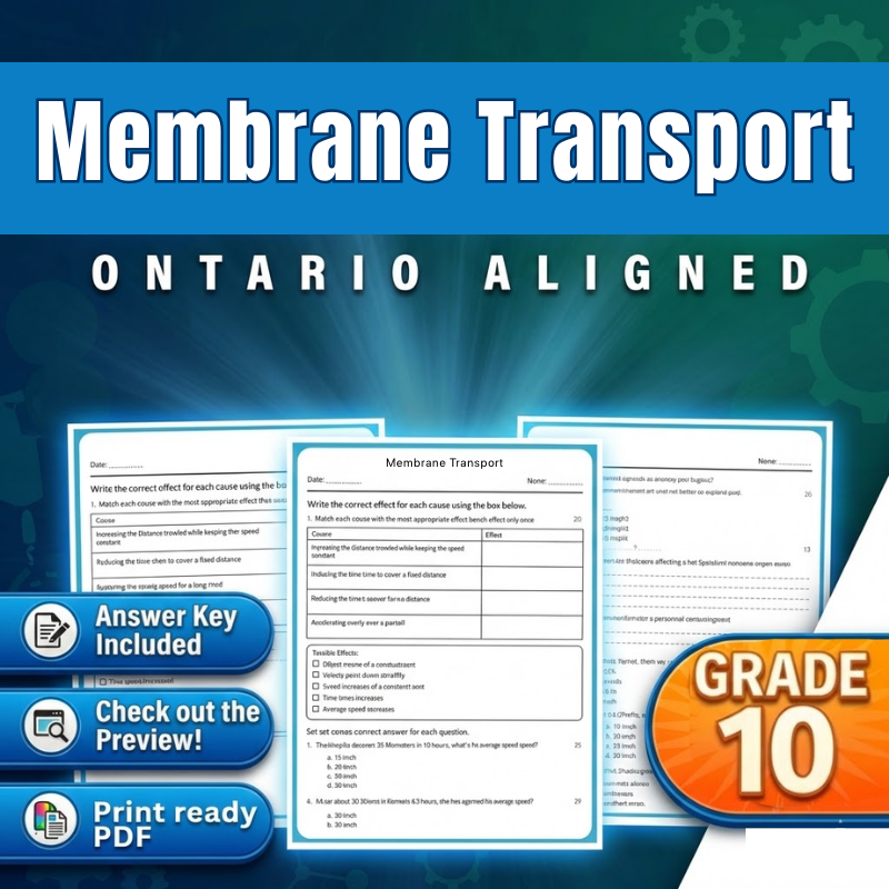 Grade 10 Science | Membrane Transport Worksheet – Ontario (PDF)