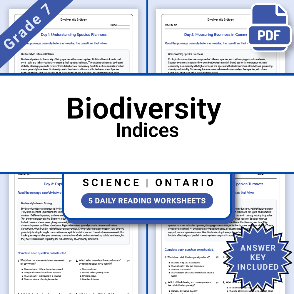 Grade 7 Science Lesson Group Bundle | Ecology & Ecosystems Framework — included worksheet 8