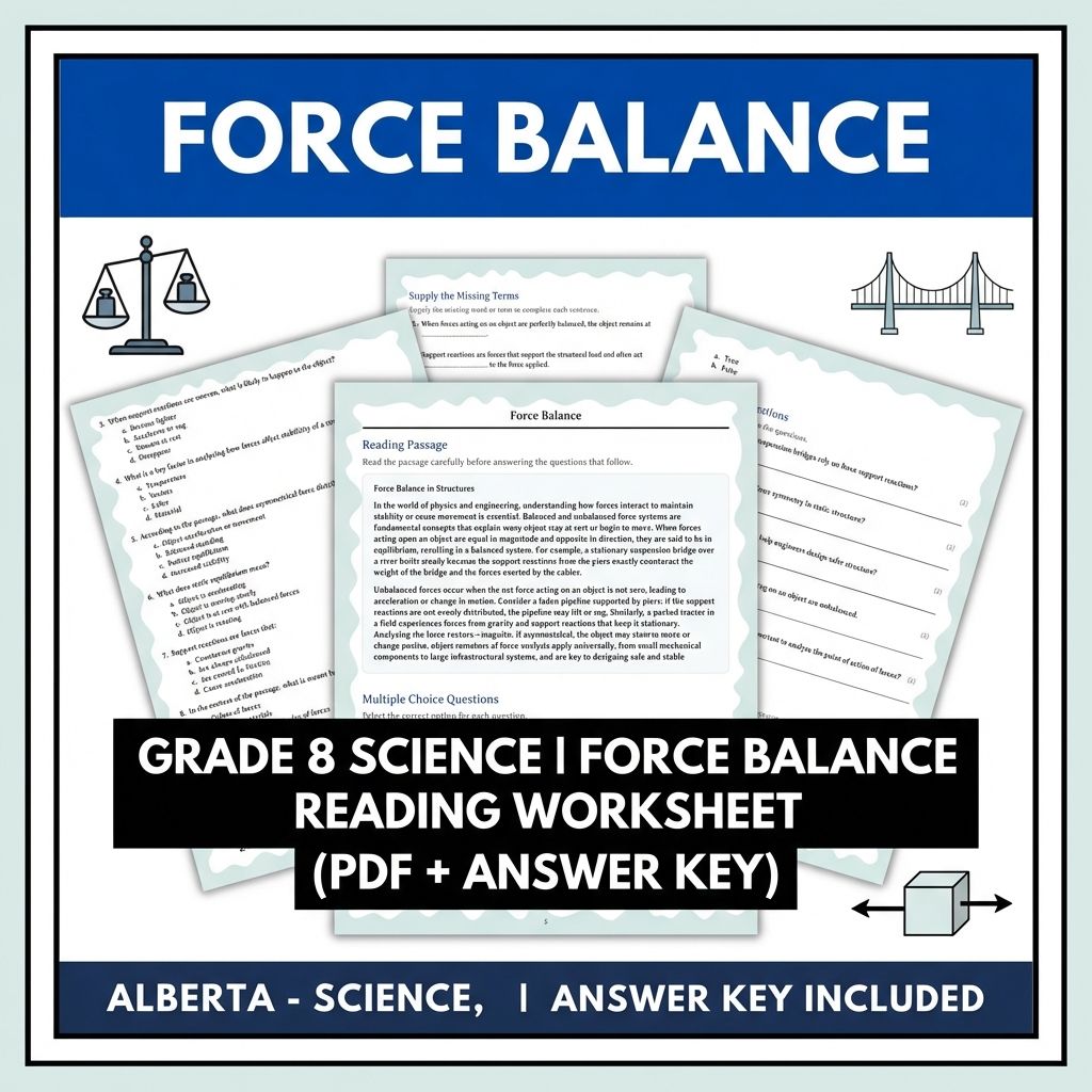 Grade 8 Science Bundle – Forces, Motion & Energy Worksheets (PDF & Answer Key) — included worksheet 12