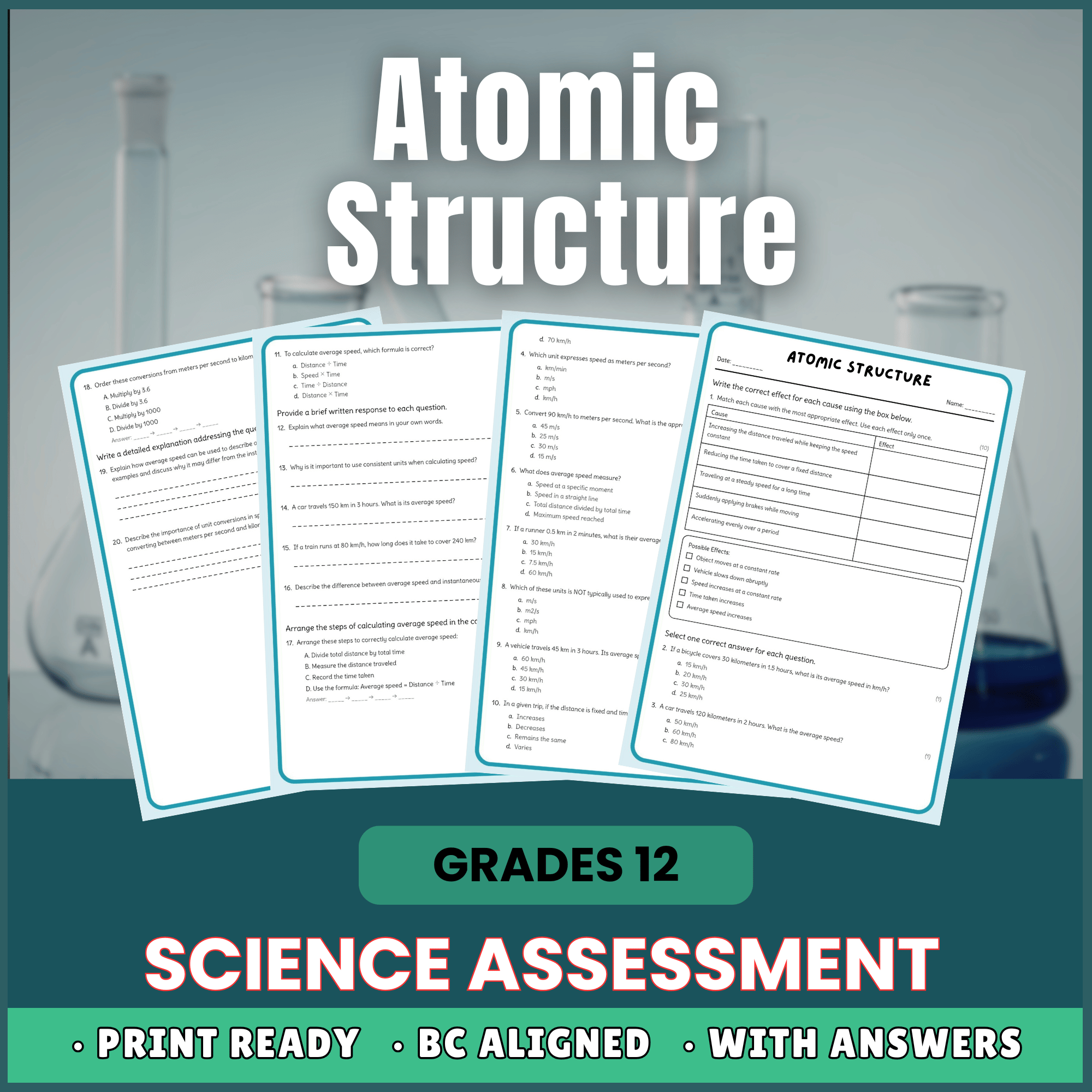 Grade 12 Science | Atomic Structure Worksheet (Answer Key) | BC Standards
